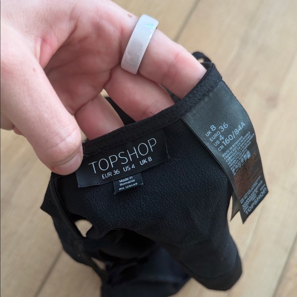 Topshop tie side Black Women's Top size 4 - Picture 3 of 3